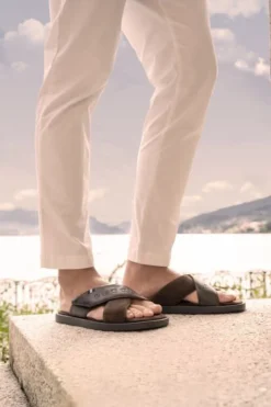 Leder Pantoletten Dunkelbraun 12 Leder Pantoletten Dunkelbraun -Schuhe Verkäufe Medium DEREK 321 ART80 1014 6161TIFF 1